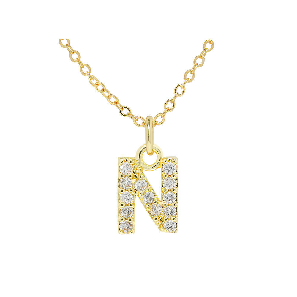 English Letter Necklace Micro Inlaid Zircon Plated 18K Demandx