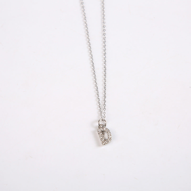 English Letter Necklace Micro Inlaid Zircon Plated 18K Demandx