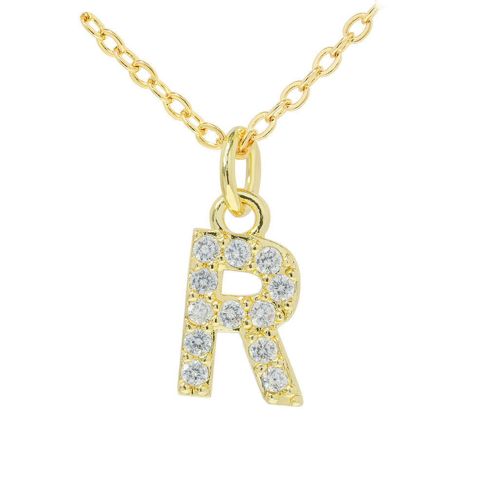 English Letter Necklace Micro Inlaid Zircon Plated 18K Demandx