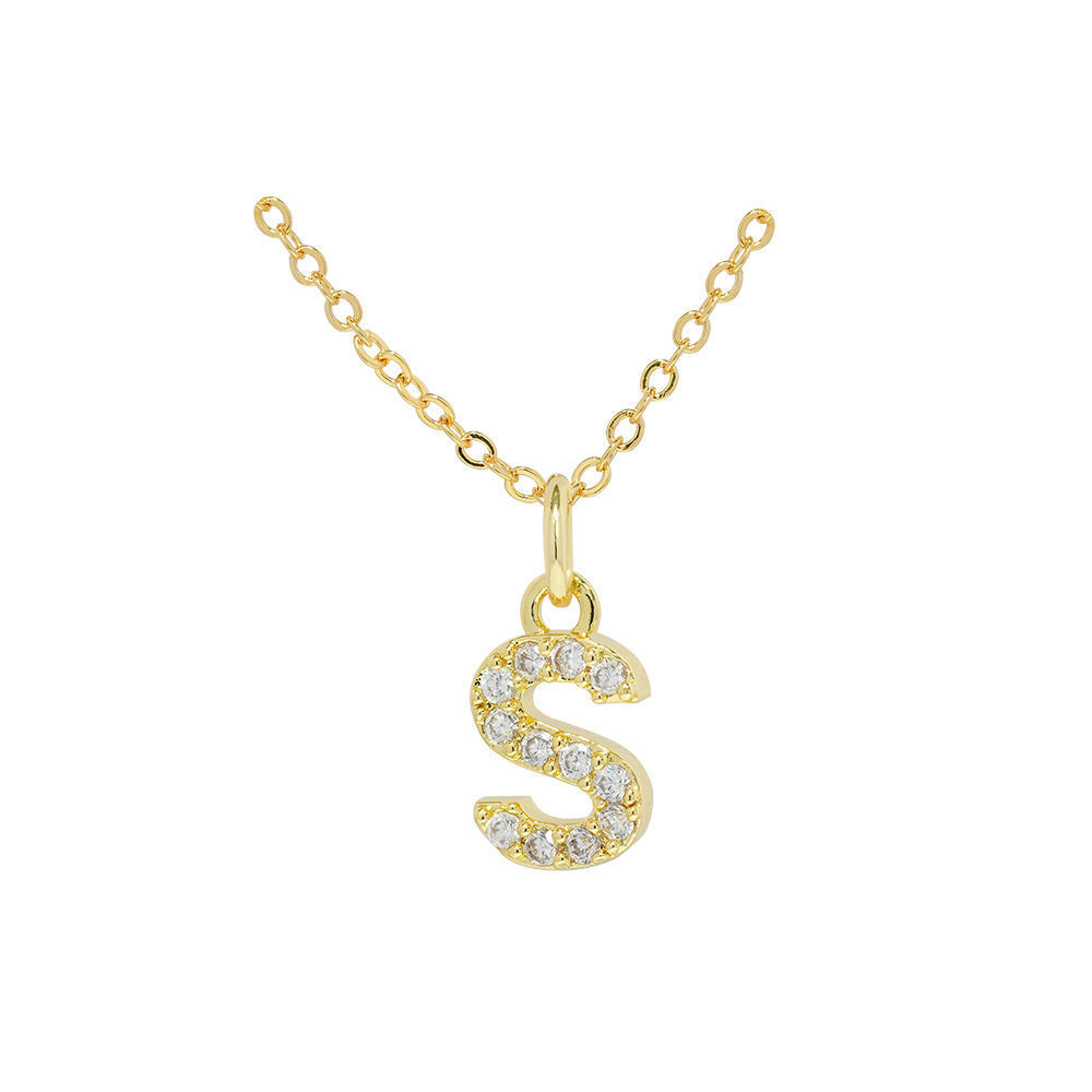 English Letter Necklace Micro Inlaid Zircon Plated 18K Demandx