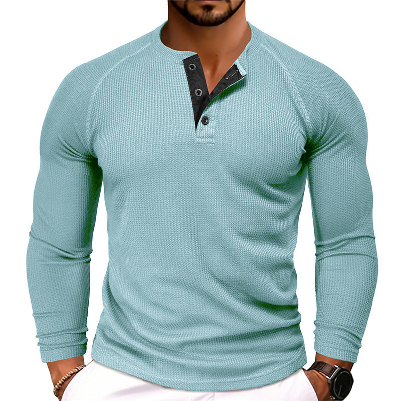 Men's Round Neck Waffle Casual T-shirt Demandx