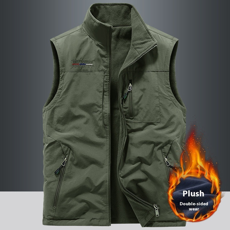 Double-sided Vest Men's Sports Fleece Vest Demandx