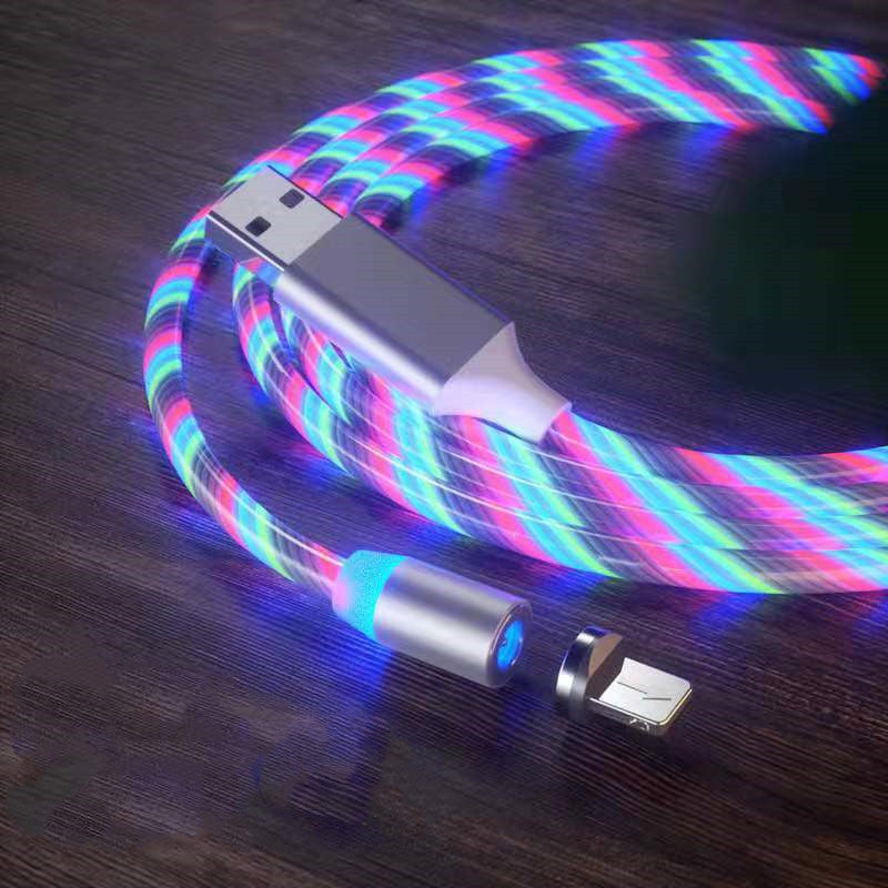 Magnetic Charging Cable Streamer Fast Charging Cable Lighting Micro USB Cable LED Magnet Charger Type-C Cable Demandx