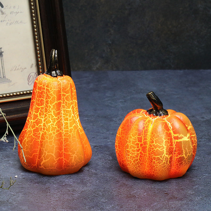 New Halloween Pumpkin Lantern Simulation Pumpkin LED Candle Lamp Resin Luminous Pumpkin Demandx