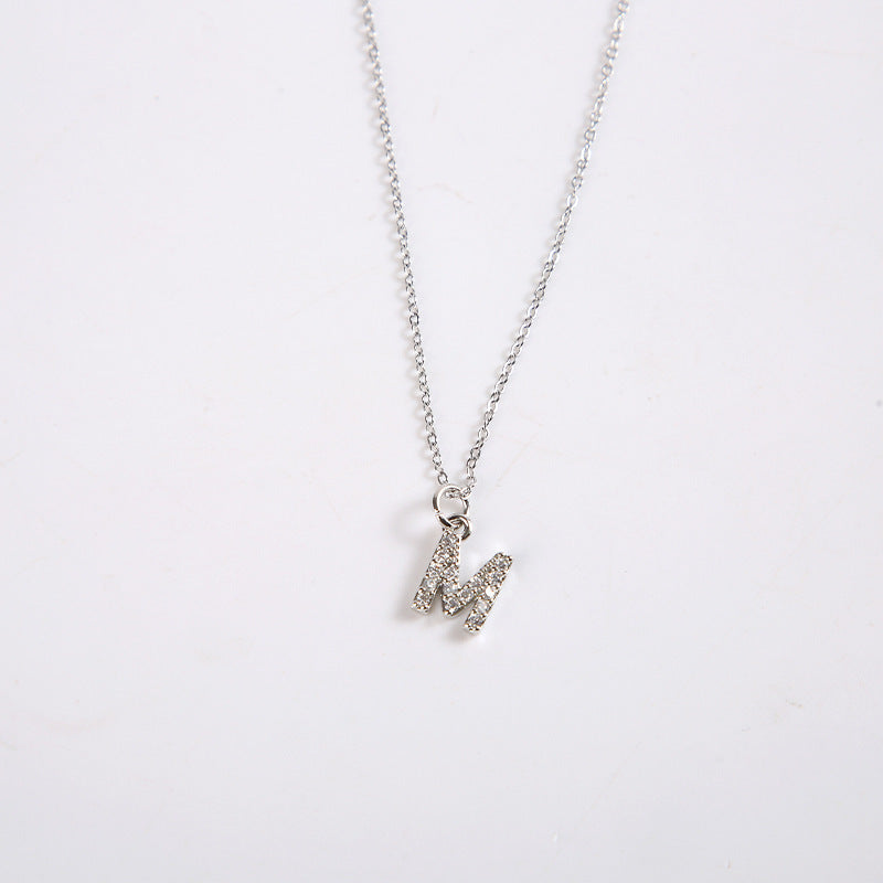 English Letter Necklace Micro Inlaid Zircon Plated 18K Demandx