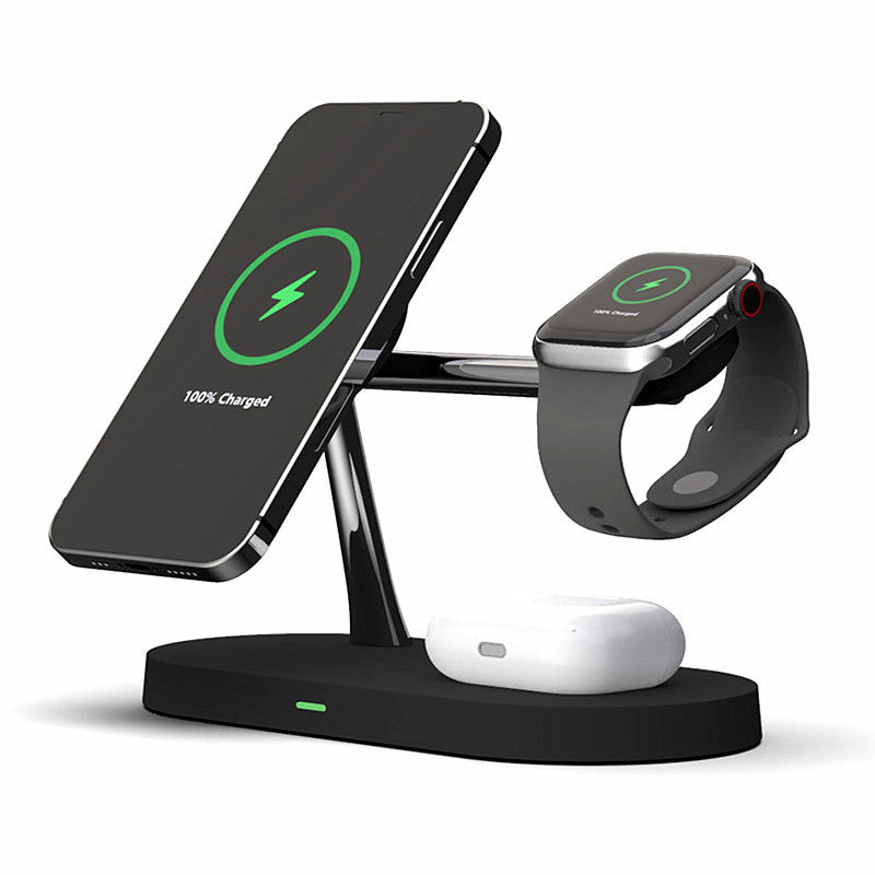 Multifunctional Five-In-One Magnetic Wireless Charging Watch Headset Desktop Mobile Phone Holder Charger 15W Fast Charge Demandx