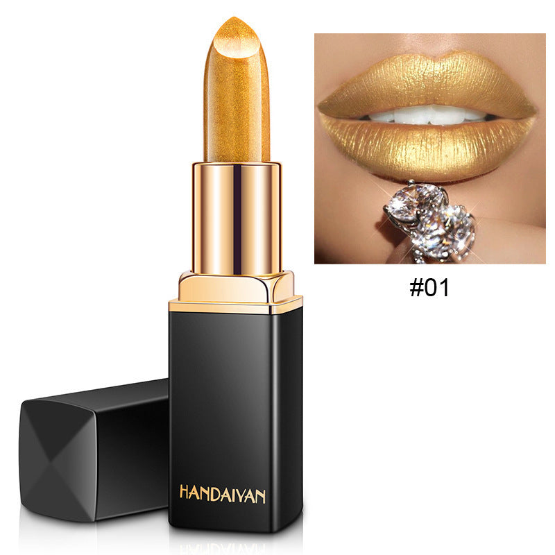 Shiny Metallic Lipstick Pearlescent Color Temperature Change Lipstick Gilt Lipstick Demandx