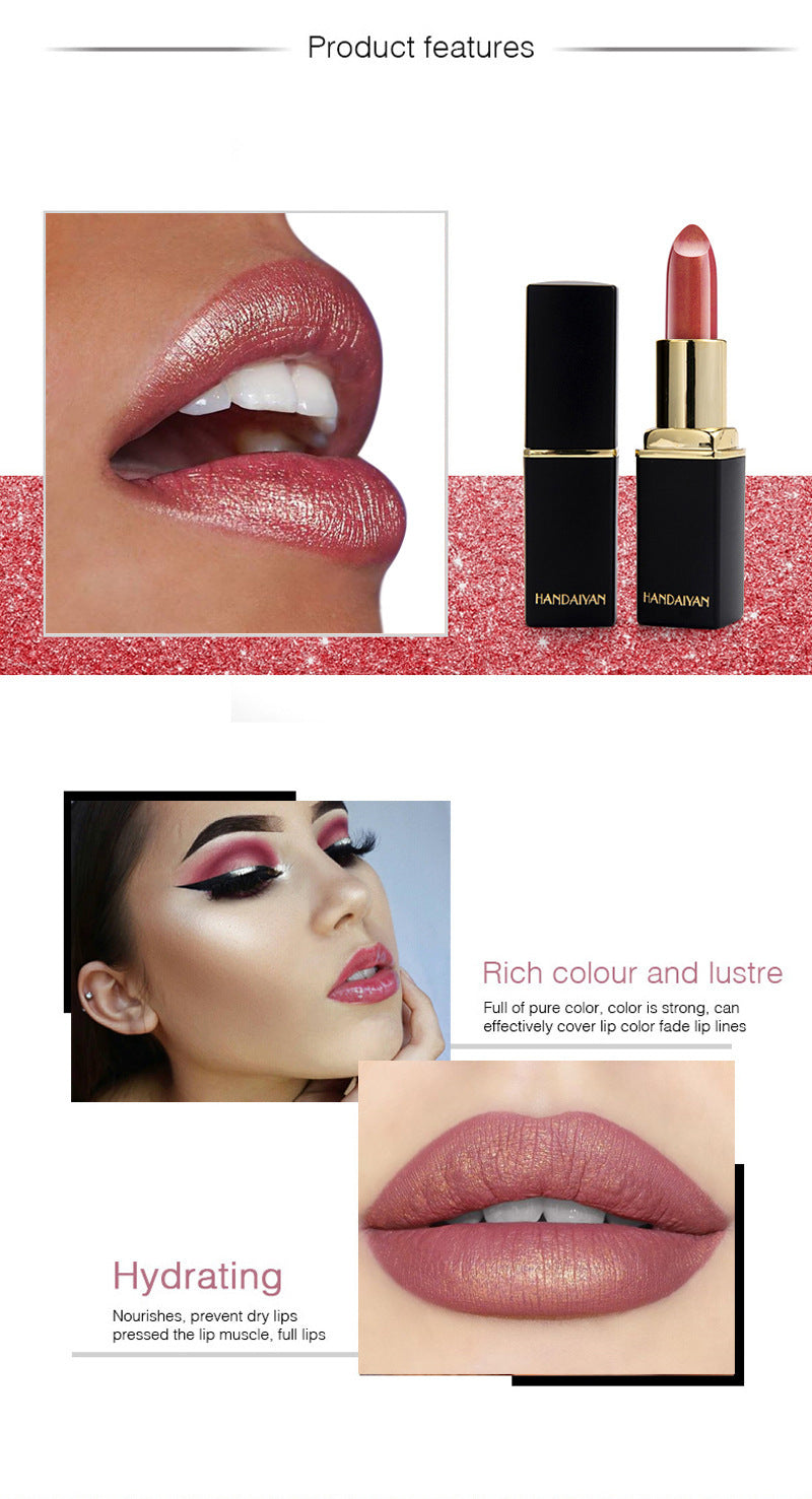 Shiny Metallic Lipstick Pearlescent Color Temperature Change Lipstick Gilt Lipstick Demandx