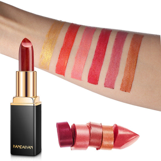 Shiny Metallic Lipstick Pearlescent Color Temperature Change Lipstick Gilt Lipstick Demandx