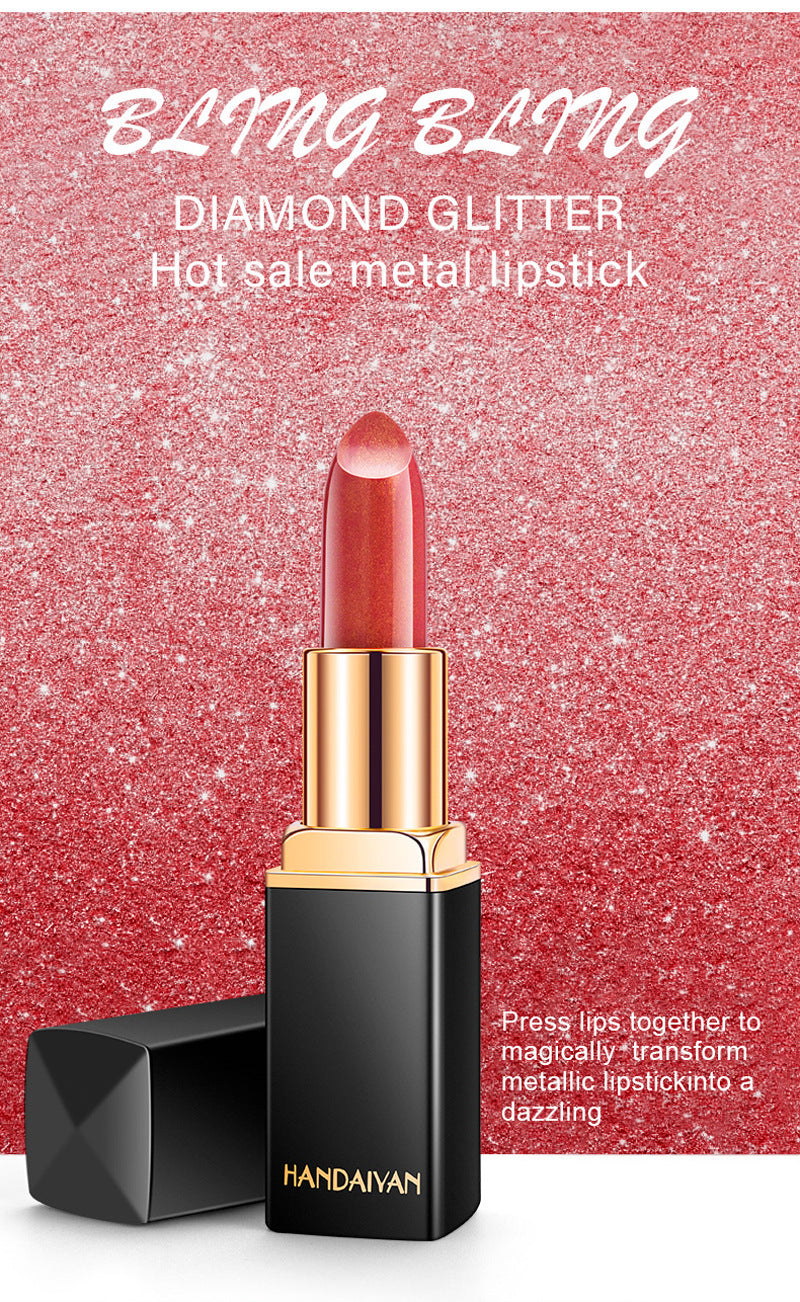 Shiny Metallic Lipstick Pearlescent Color Temperature Change Lipstick Gilt Lipstick Demandx