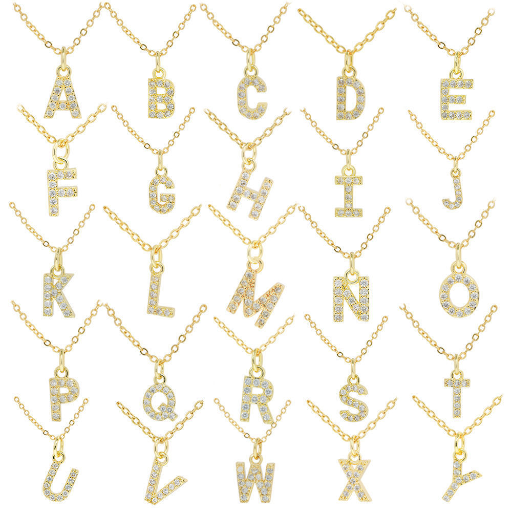 English Letter Necklace Micro Inlaid Zircon Plated 18K Demandx