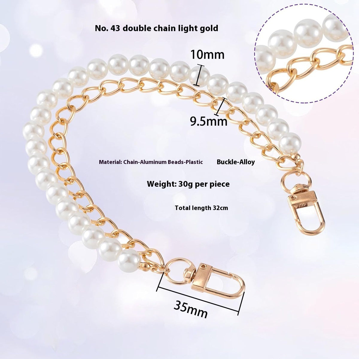 Anti-lost Mobile Phone Lanyard Water Cup Portable Pearl Double Chain Bag Decorative Chain Demandx