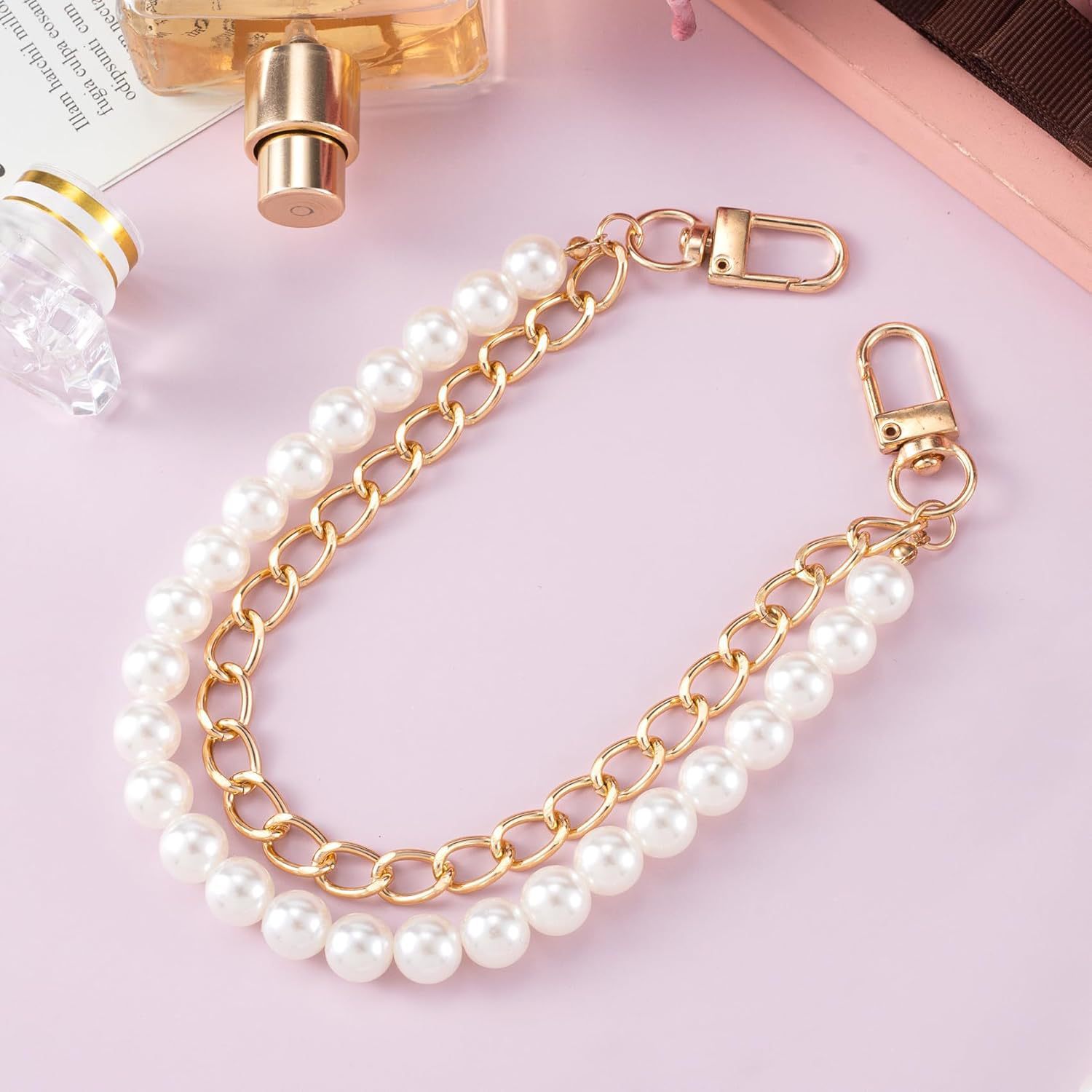 Anti-lost Mobile Phone Lanyard Water Cup Portable Pearl Double Chain Bag Decorative Chain Demandx