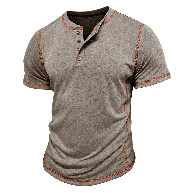 Short Sleeve Polo Shirt With Button Men's Summer Solid Color Tops Demandx