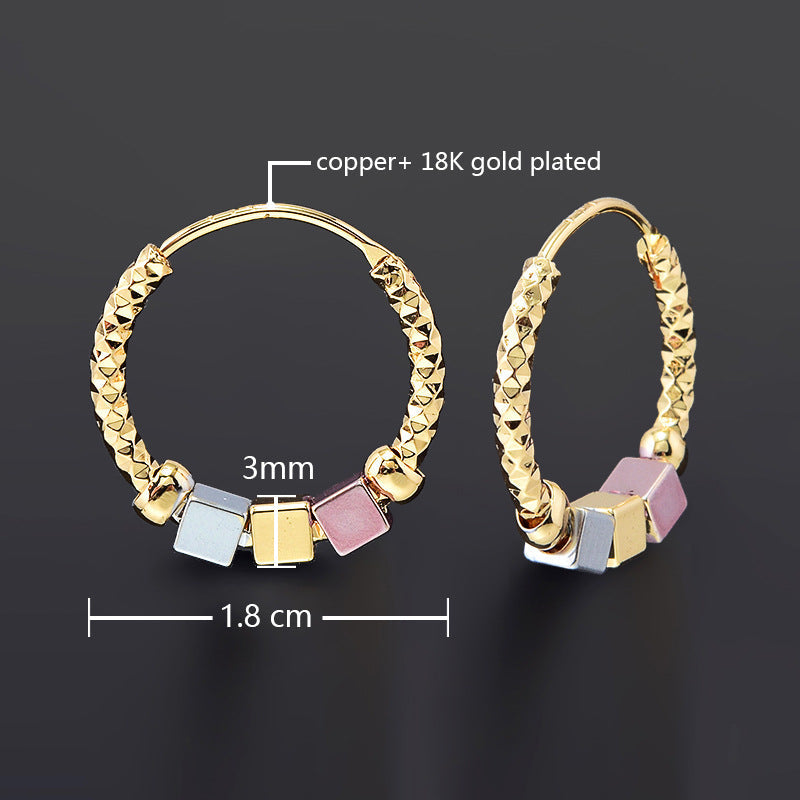 Hollow Rosette Earrings With Gold Contrast Hoops Demandx