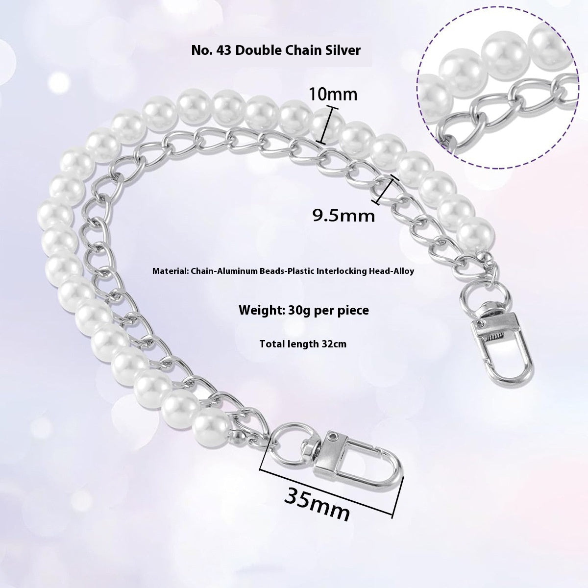 Anti-lost Mobile Phone Lanyard Water Cup Portable Pearl Double Chain Bag Decorative Chain Demandx