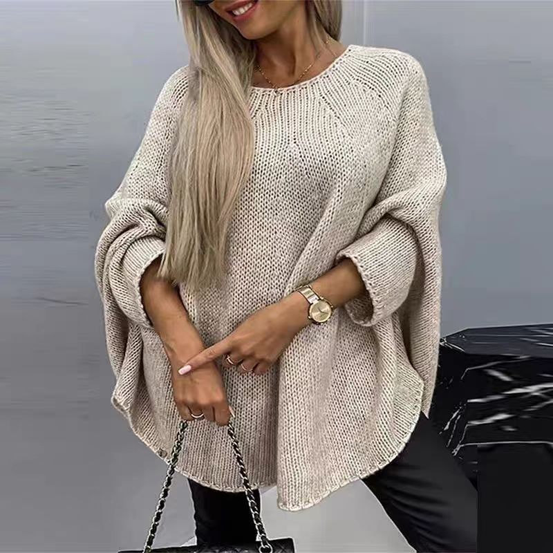 Winter Loose Batwing Sleeve Pullover Sweater Fashion Oversized Knitted Shawl Sweater Tops For Women Clothing Demandx