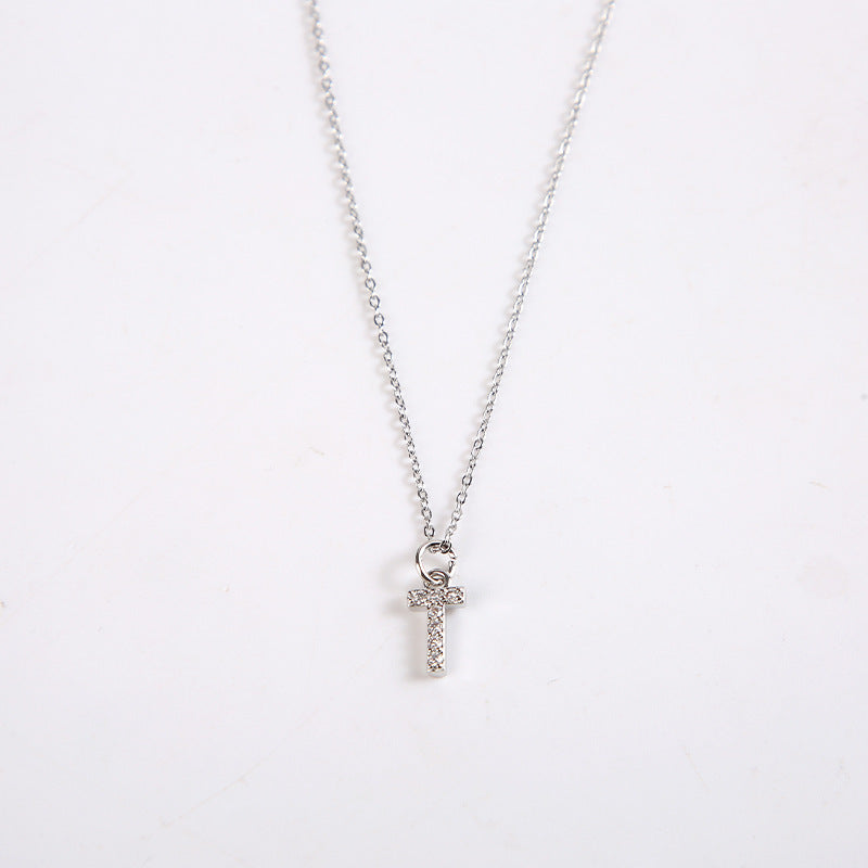 English Letter Necklace Micro Inlaid Zircon Plated 18K Demandx