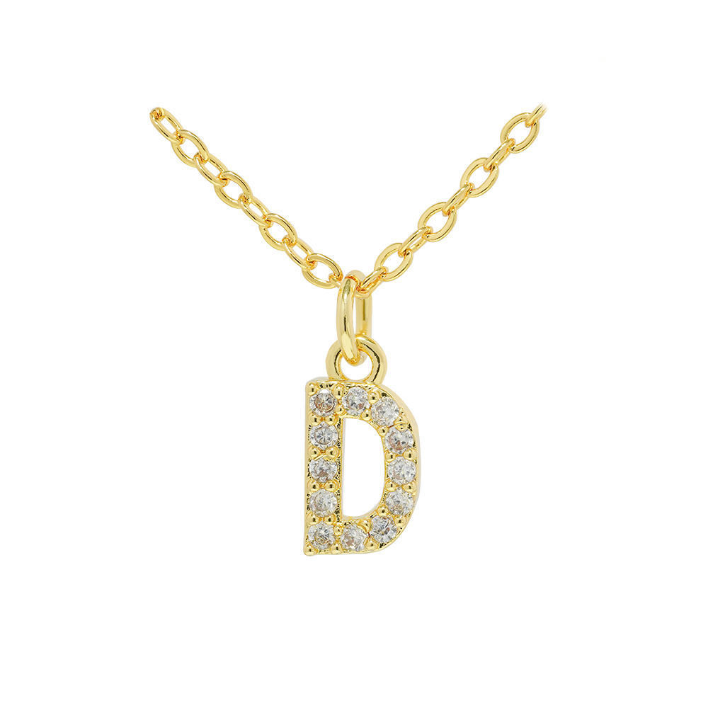 English Letter Necklace Micro Inlaid Zircon Plated 18K Demandx