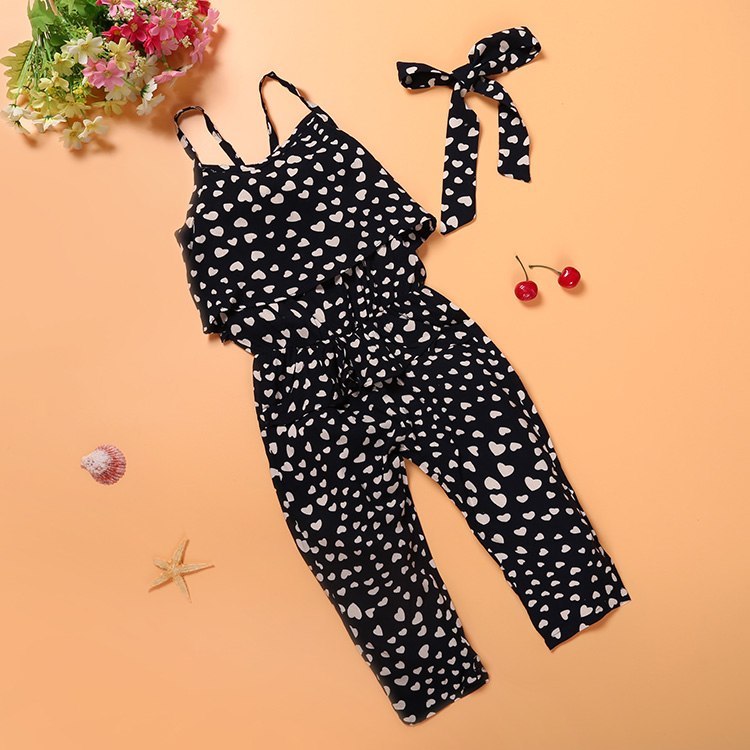 Fashion Summer Kids Girls Clothing Sets Cotton Sleeveless Polka Dot Strap Girls Jumpsuit Clothes Sets Outfits Children Suits Demandx