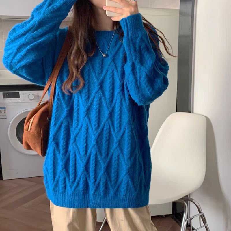 Women's Sweater Thick Retro Hong Kong Style Loose And Lazy Style Demandx