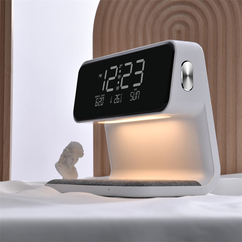 Creative 3 In 1 Bedside Lamp Wireless Charging LCD Screen Alarm Clock  Wireless Phone Charger Demandx