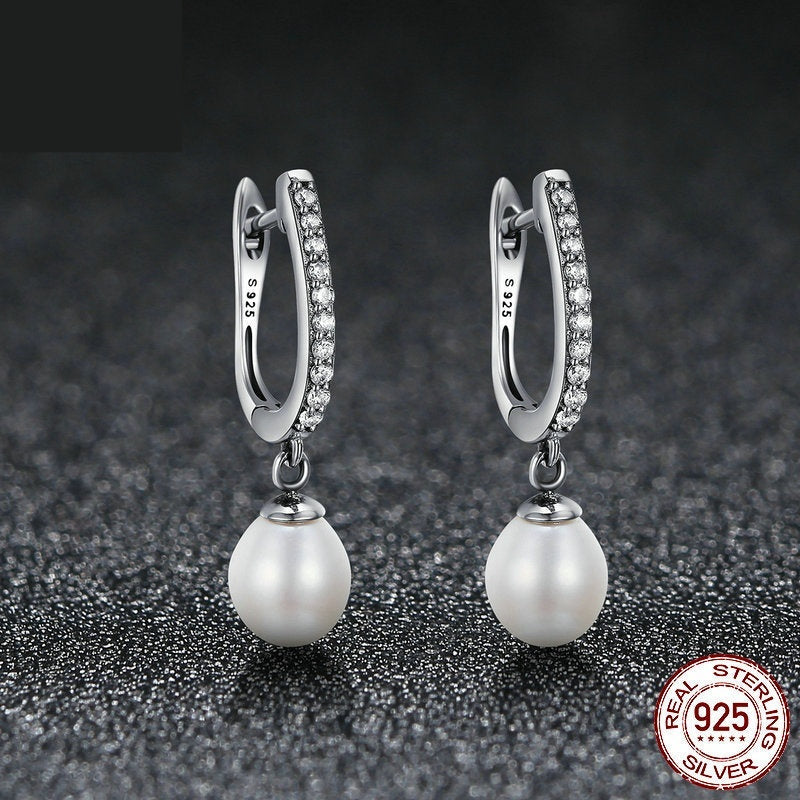 Rhinestone Pearl Personalized Sterling Silver S925 Fashion Stud Earrings For Women Demandx