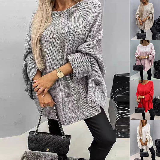 Winter Loose Batwing Sleeve Pullover Sweater Fashion Oversized Knitted Shawl Sweater Tops For Women Clothing Demandx