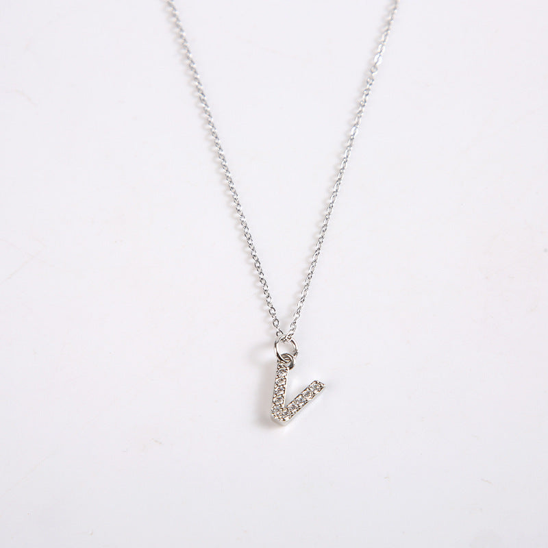 English Letter Necklace Micro Inlaid Zircon Plated 18K Demandx