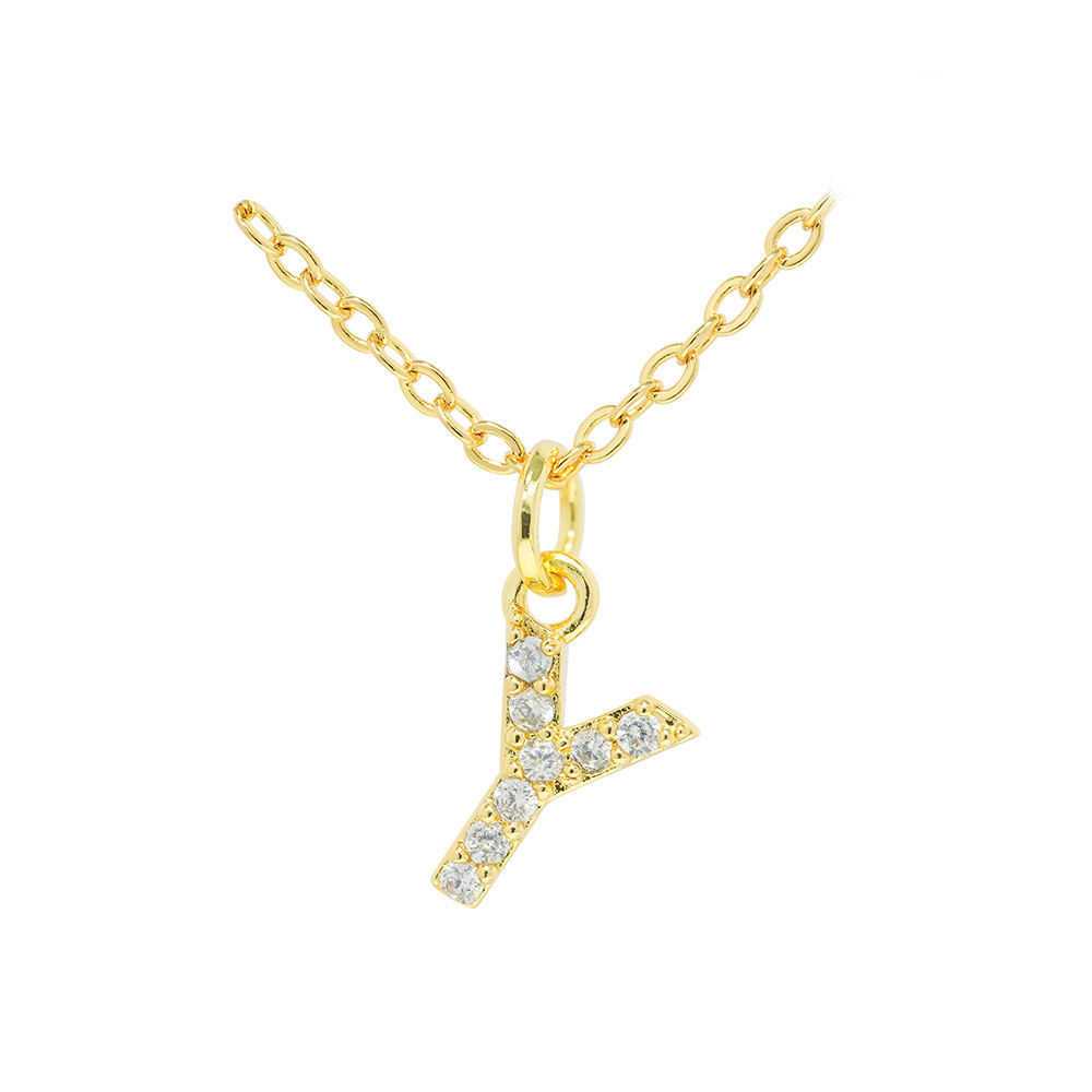 English Letter Necklace Micro Inlaid Zircon Plated 18K Demandx