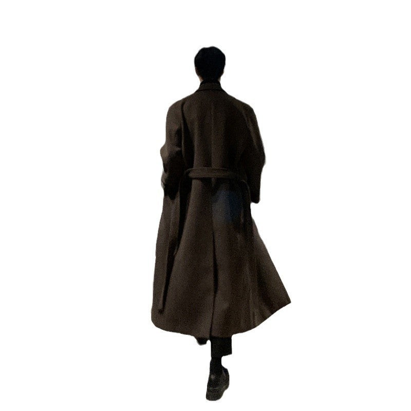 Thickened Belt Woolen Coat Men Demandx