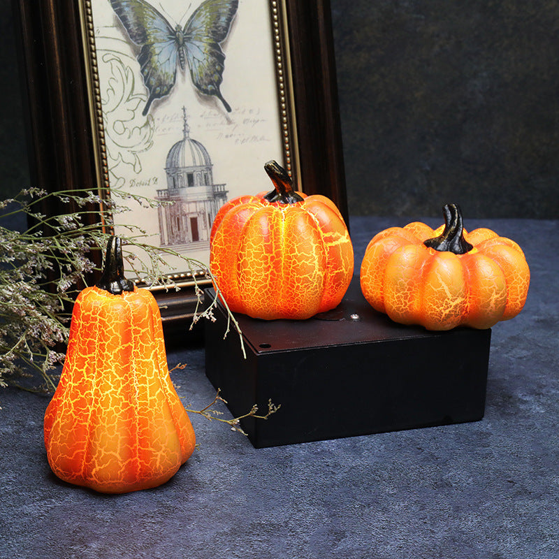 New Halloween Pumpkin Lantern Simulation Pumpkin LED Candle Lamp Resin Luminous Pumpkin Demandx