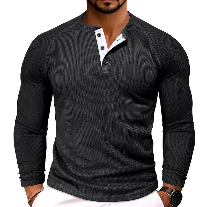 Men's Round Neck Waffle Casual T-shirt Demandx