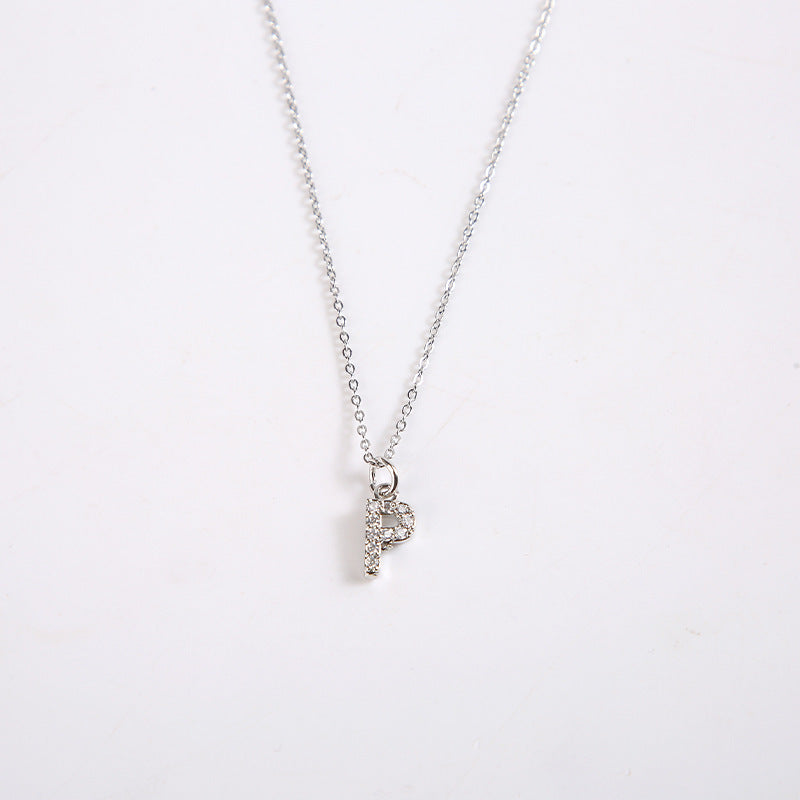 English Letter Necklace Micro Inlaid Zircon Plated 18K Demandx