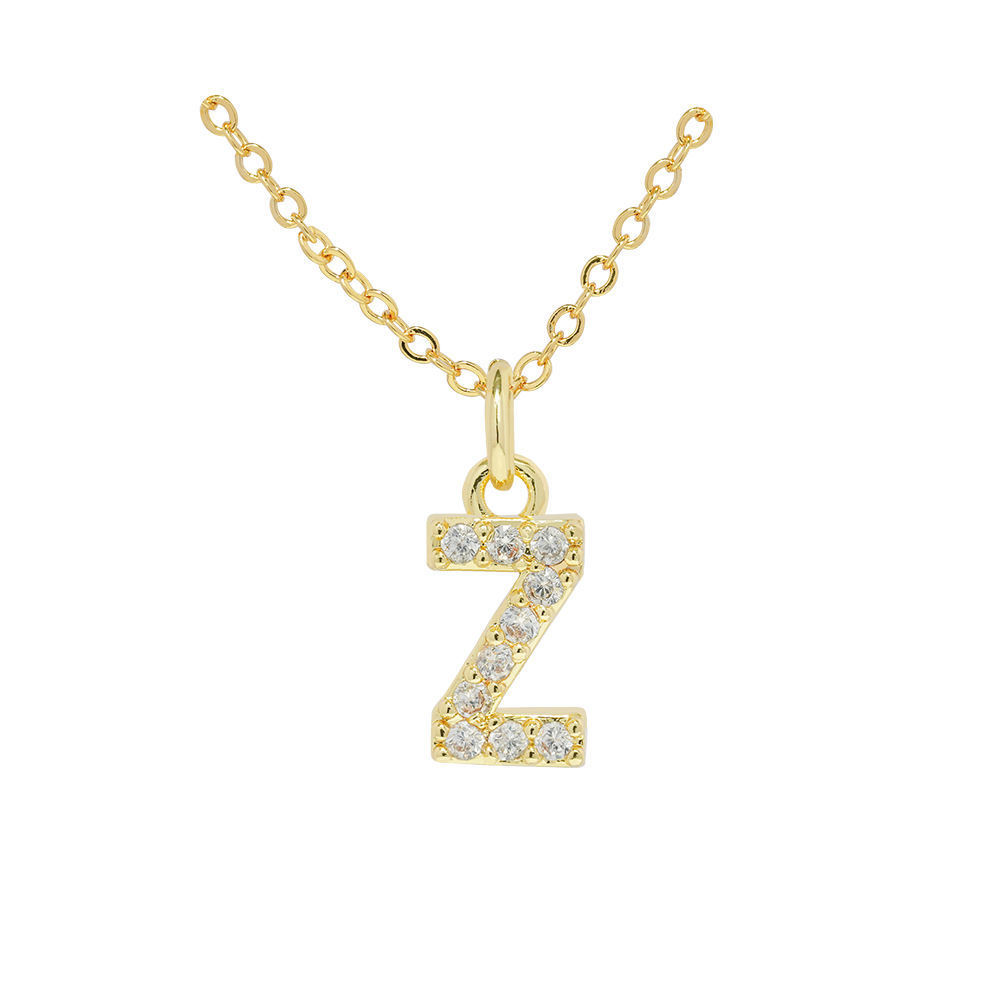 English Letter Necklace Micro Inlaid Zircon Plated 18K Demandx