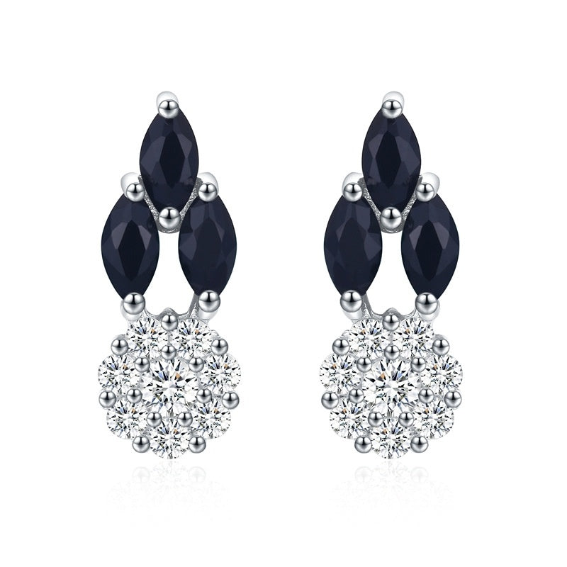 Full Diamond Round Zircon Copper-plated Earrings Demandx