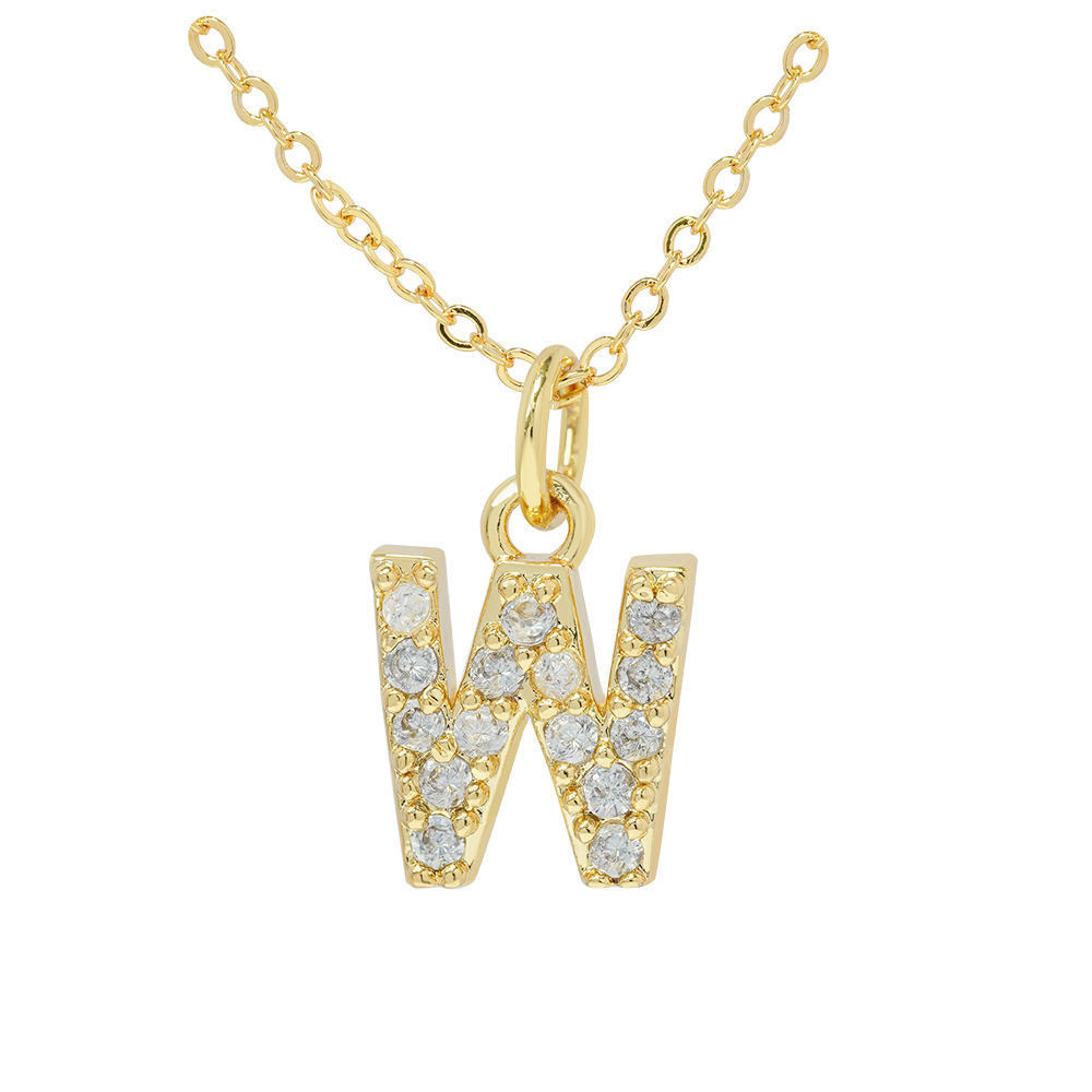 English Letter Necklace Micro Inlaid Zircon Plated 18K Demandx