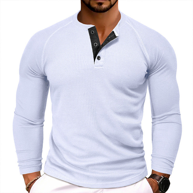 Men's Round Neck Waffle Casual T-shirt Demandx