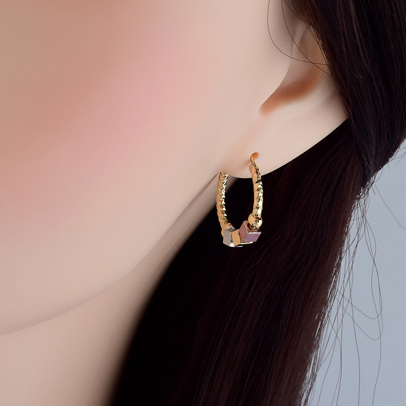 Hollow Rosette Earrings With Gold Contrast Hoops Demandx