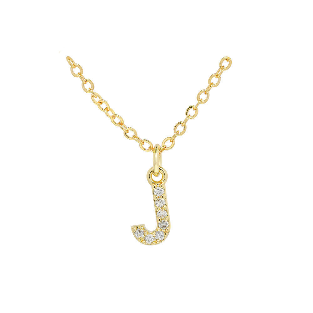 English Letter Necklace Micro Inlaid Zircon Plated 18K Demandx