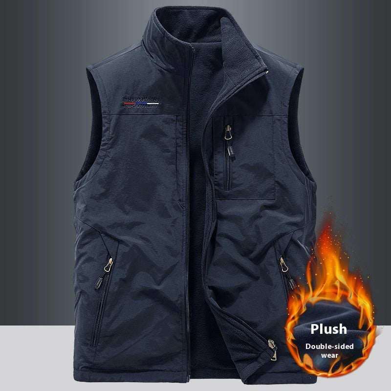 Double-sided Vest Men's Sports Fleece Vest Demandx