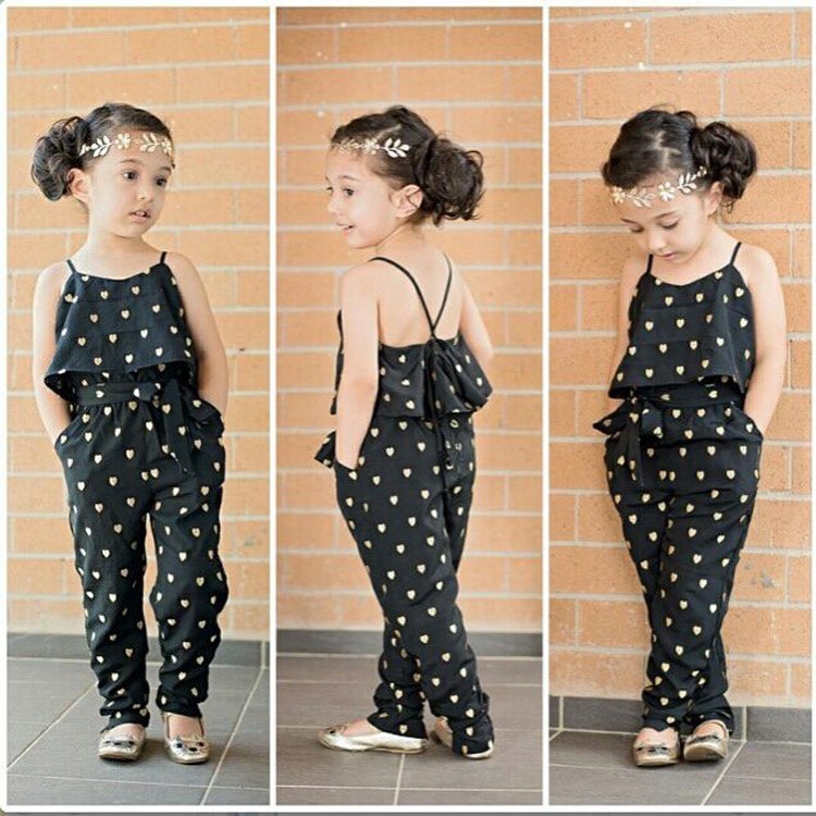 Fashion Summer Kids Girls Clothing Sets Cotton Sleeveless Polka Dot Strap Girls Jumpsuit Clothes Sets Outfits Children Suits Demandx