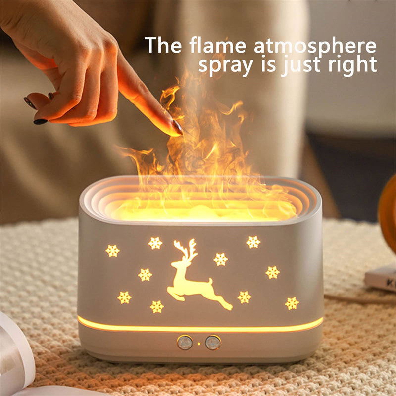 Elk Flame Humidifier Diffuser Mute Household Atmosphere Lamp Christmas Home Decorations Demandx