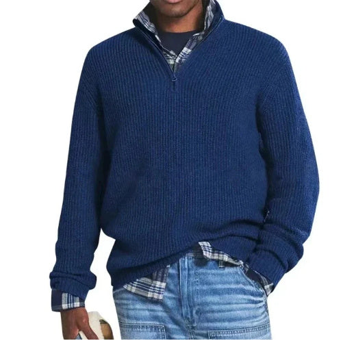 Men's Business Casual Loose Zip Stand Collar Sweater Demandx