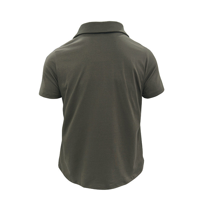 Lapel Short Sleeve Outdoor Pocket Polo Shirt T-shirt Men Clothing Demandx