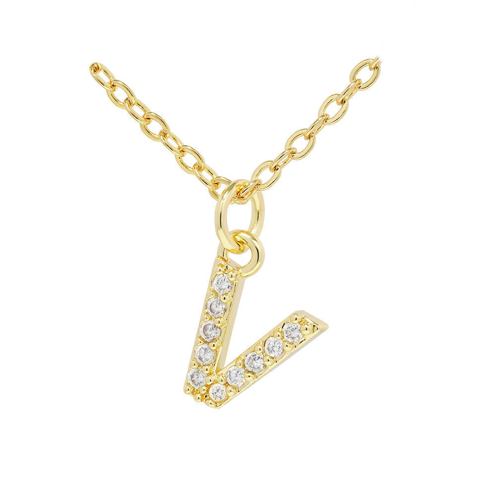 English Letter Necklace Micro Inlaid Zircon Plated 18K Demandx