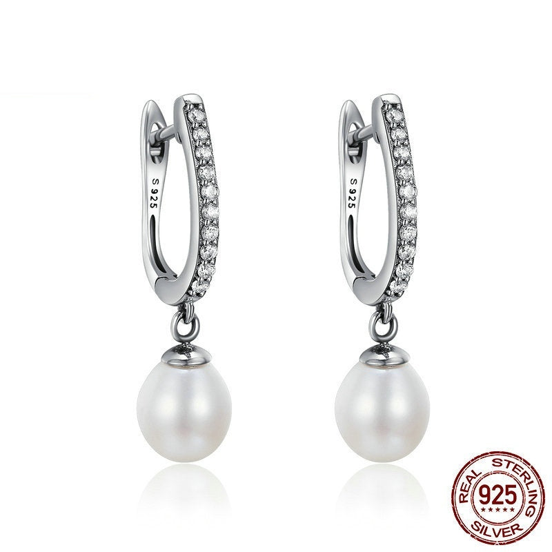 Rhinestone Pearl Personalized Sterling Silver S925 Fashion Stud Earrings For Women Demandx