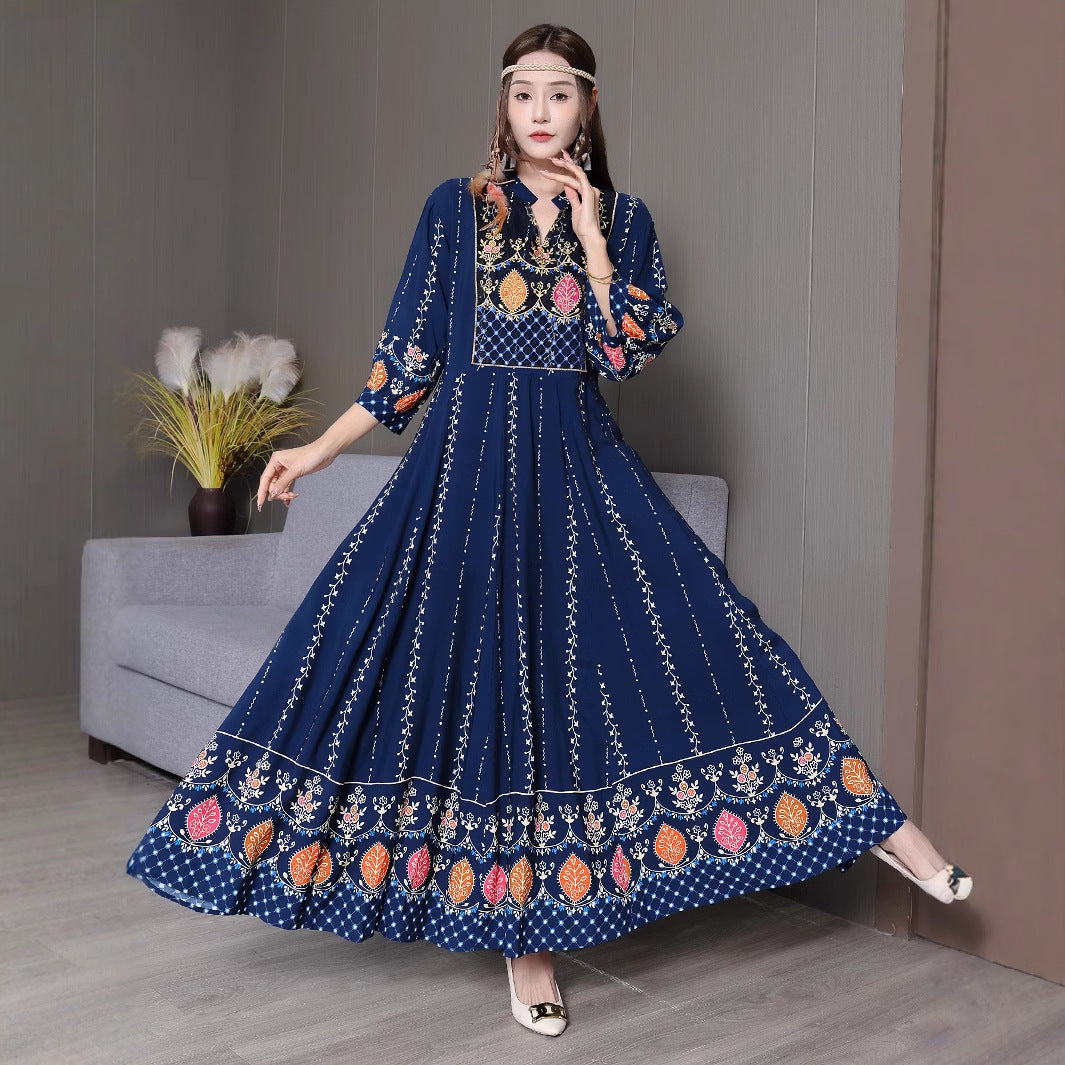 Ethnic Style Embroidered Large Swing Skirt Demandx