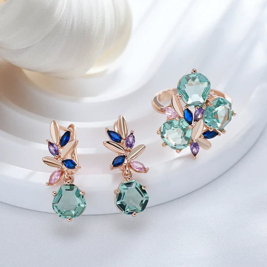 Fashion Creative Alloy Diamond-studded Ring Earrings Demandx