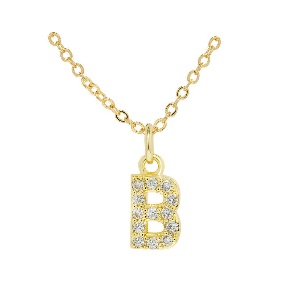 English Letter Necklace Micro Inlaid Zircon Plated 18K Demandx